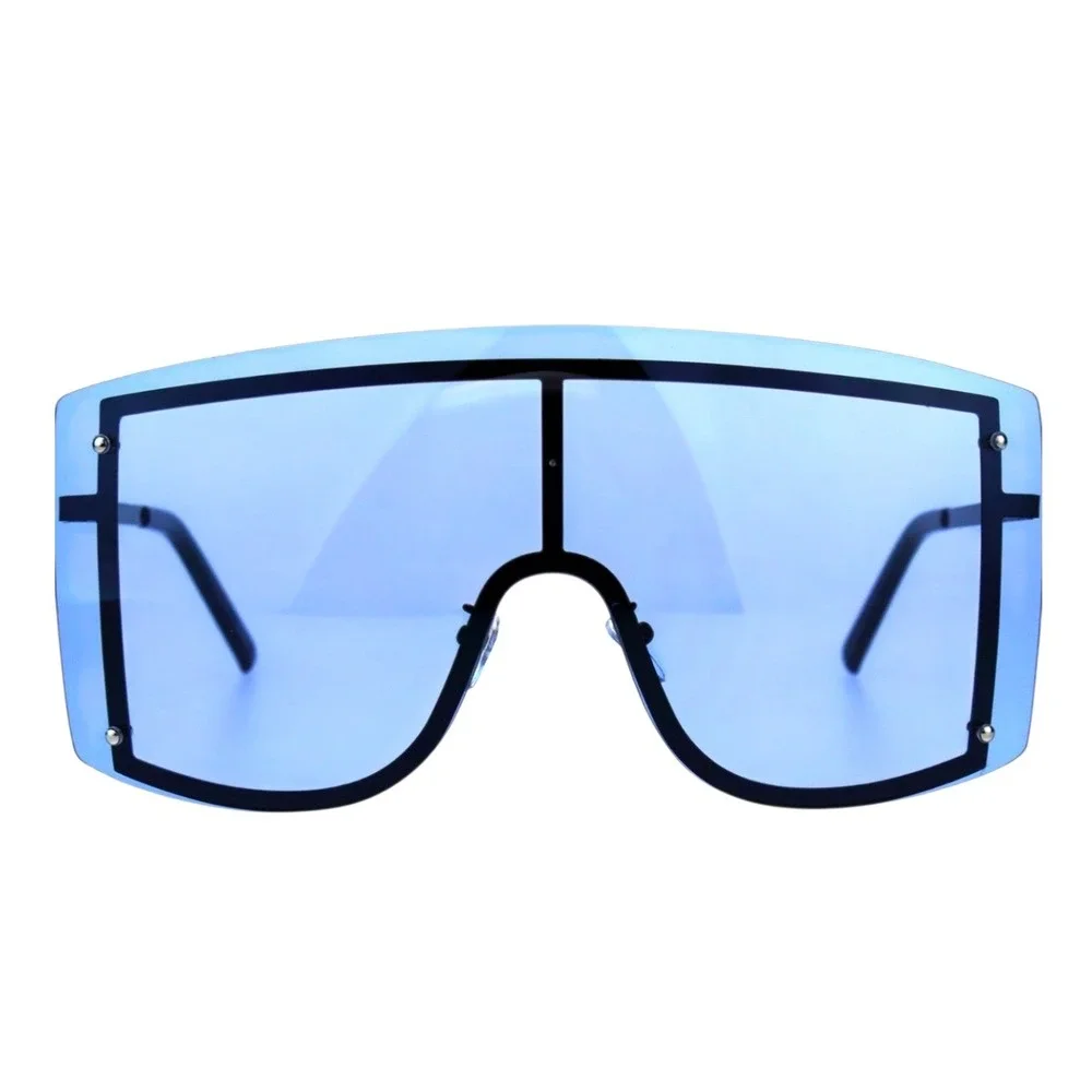 Shield Sunglasses Unisex OS Blue/clear New Futuristic Oversized Rimless